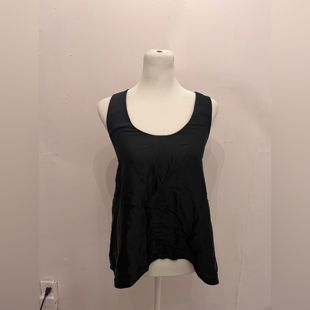 Helmut Lang Satin Racerback Tank Top Extra Small Black
